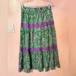 Tropical Green and Purple Maxi Skirt